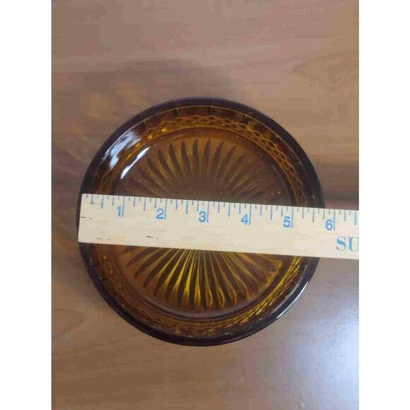 Vintage Indiana Glass Princess Pattern Amber Glass Dish With Lid - Picture 9 of 9